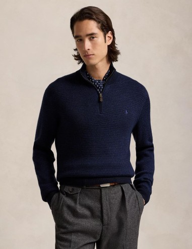 WASHABLE WOOL QUARTER-ZIP JUMPER