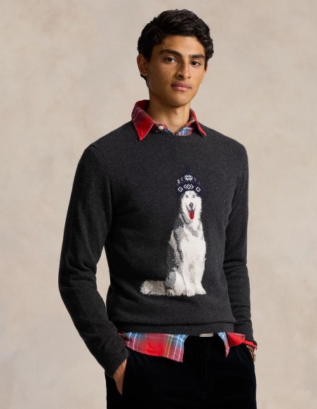 DOG-INTARSIA CASHMERE SWEATER