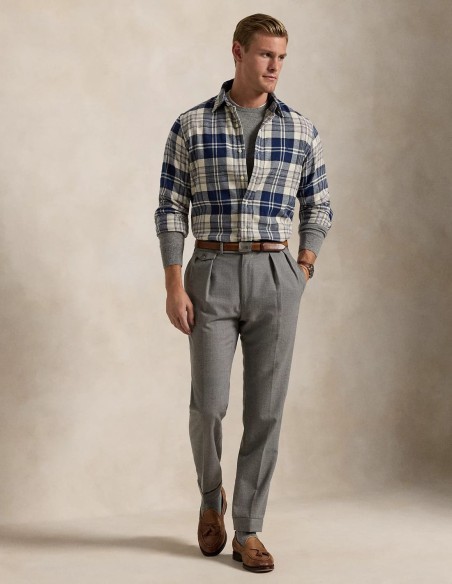 CUSTOM FIT PLAID BRUSHED FLANNEL SHIRT