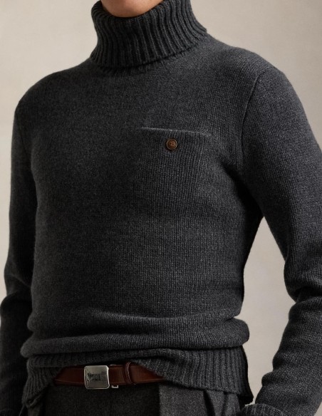 WOOL-CASHMERE POCKET ROLLNECK SWEATER