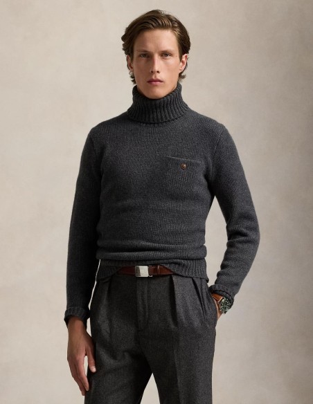 WOOL-CASHMERE POCKET ROLLNECK SWEATER