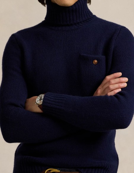 WOOL-CASHMERE POCKET ROLLNECK SWEATER