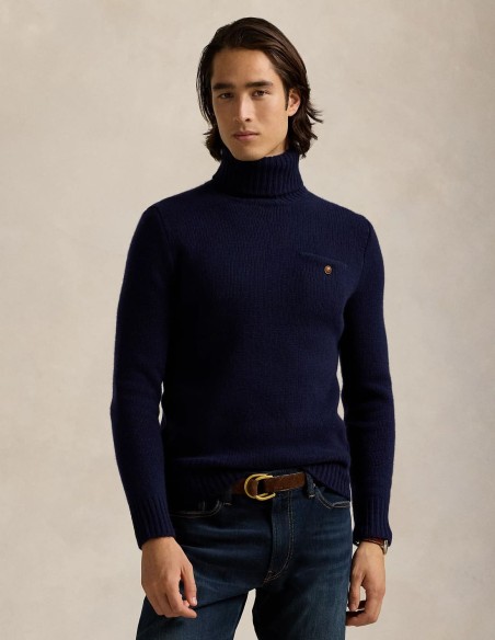 WOOL-CASHMERE POCKET ROLLNECK SWEATER