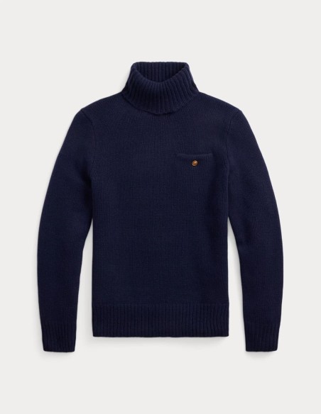 WOOL-CASHMERE POCKET ROLLNECK SWEATER