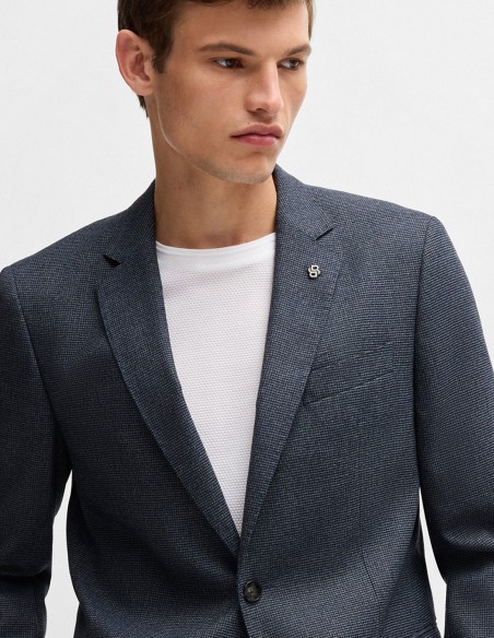 SLIM FIT JACKET IN MICRO-PATTERNED STRETCH WOOL