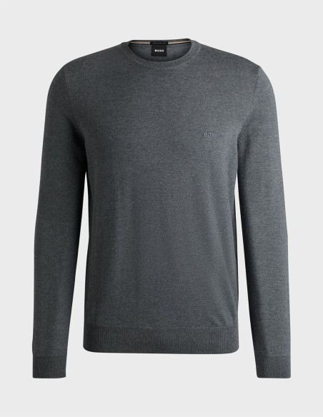 REGULAR FIT WOOL SWEATER WITH EMBROIDERED LOGO