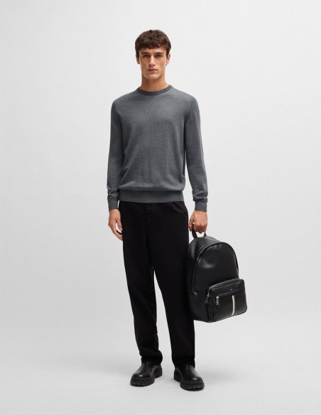 REGULAR FIT WOOL SWEATER WITH EMBROIDERED LOGO