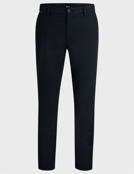 REGULAR FIT TROUSERS IN MOULINE COTTON-BLEND TWILL