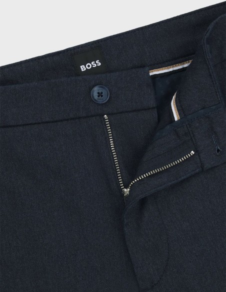 REGULAR FIT TROUSERS IN MOULINE COTTON-BLEND TWILL