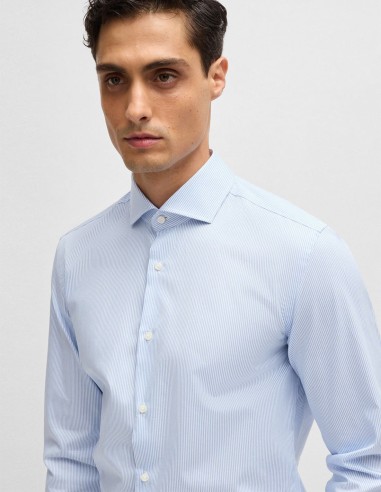 SLIM FIT SHIRT IN STRIPED COTTON TWILL