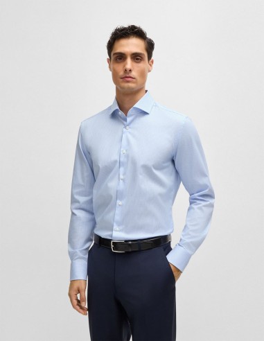 SLIM FIT SHIRT IN STRIPED COTTON TWILL