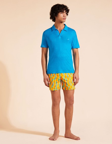 LINEN JERSEY POLO SHIRT SOLID
