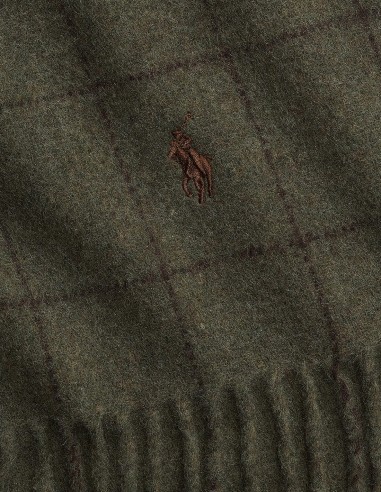 WINDOWPANE PLAID WOOL-BLEND SCARF