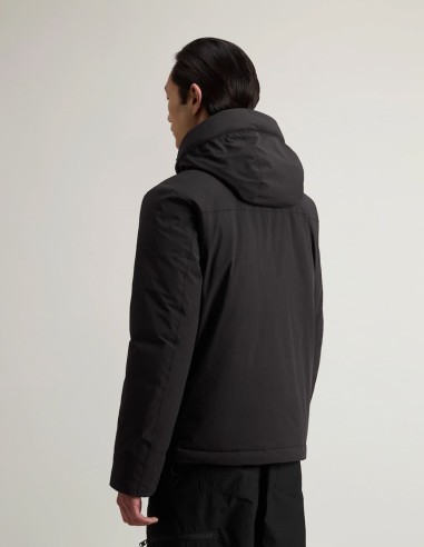 STRETCH NYLON JACKET WITH REMOVABLE HOOD
