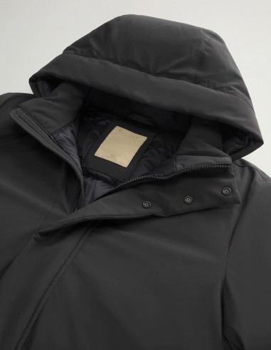 STRETCH NYLON JACKET WITH REMOVABLE HOOD