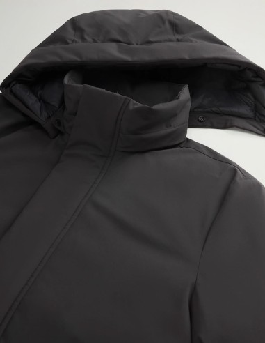 STRETCH NYLON JACKET WITH REMOVABLE HOOD
