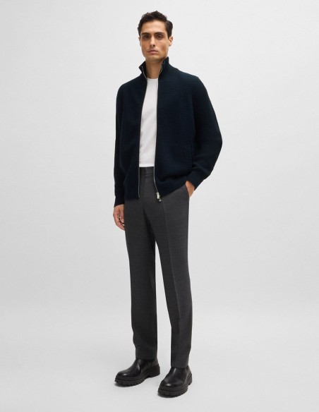 MIXED-STRUCTURE CARDIGAN IN COTTON & WOOL