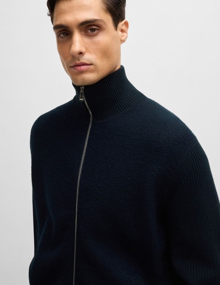 MIXED-STRUCTURE CARDIGAN IN COTTON & WOOL