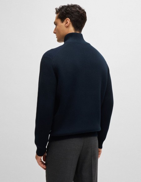 MIXED-STRUCTURE CARDIGAN IN COTTON & WOOL