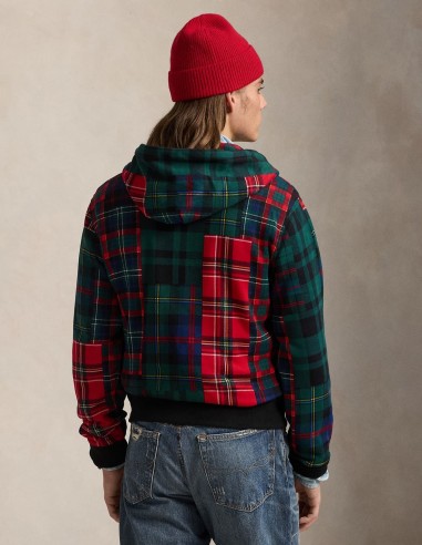 Plaid patchwork hoodie sale