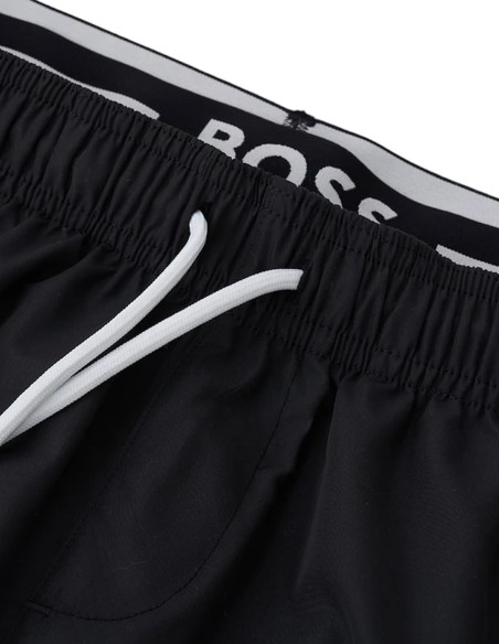 LOGO-PRINT SWIM SHORTS WITH DOUBLE WAISTBAND