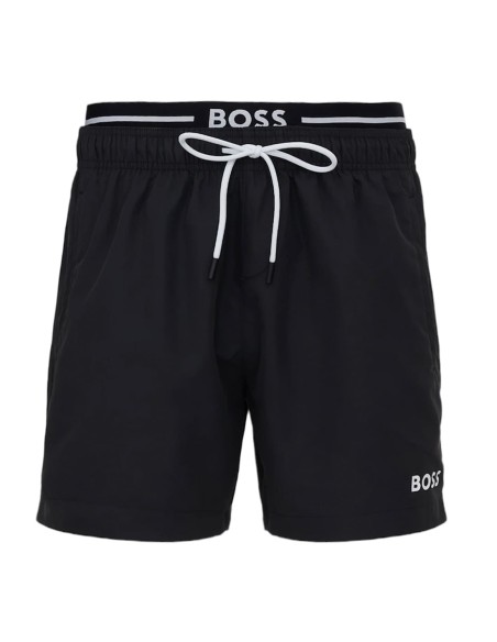 LOGO-PRINT SWIM SHORTS WITH DOUBLE WAISTBAND