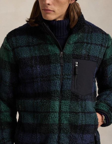 PLAID PILE FLEECE HYBRID JACKET