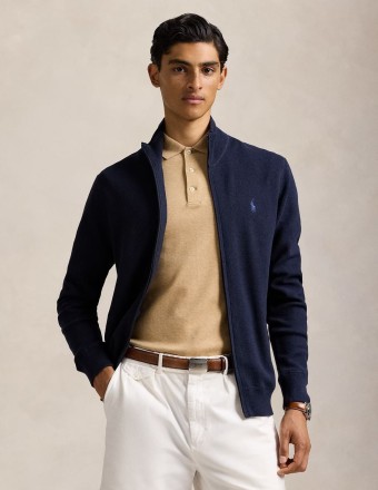 MESH-KNIT COTTON FULL-ZIP...