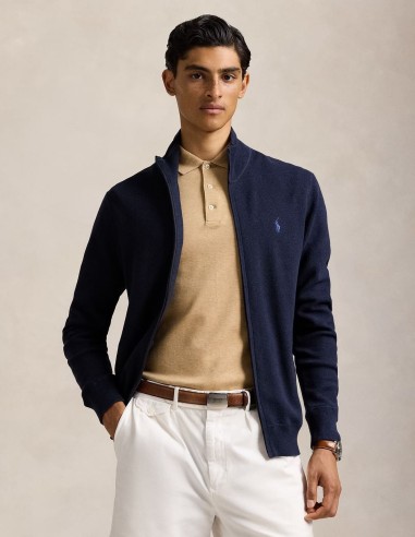 MESH-KNIT COTTON FULL-ZIP JUMPER