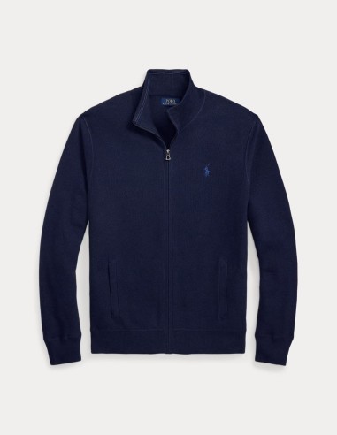 MESH-KNIT COTTON FULL-ZIP JUMPER