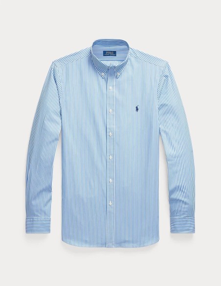 CUSTOM FIT STRIPED STRETCH POPLIN SHIRT