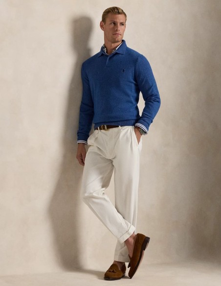 WOOL-COTTON POLO COLLAR JUMPER