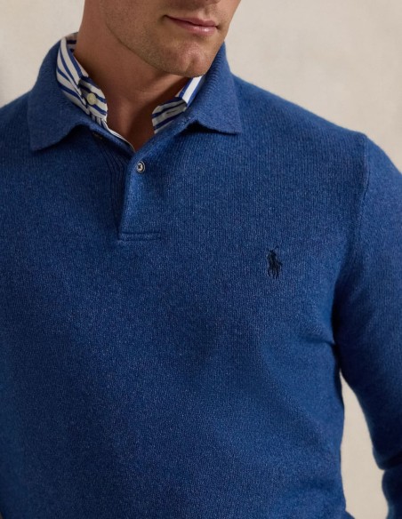 WOOL-COTTON POLO COLLAR JUMPER