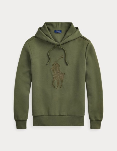 LEATHER PONY DOUBLE KNIT HOODIE