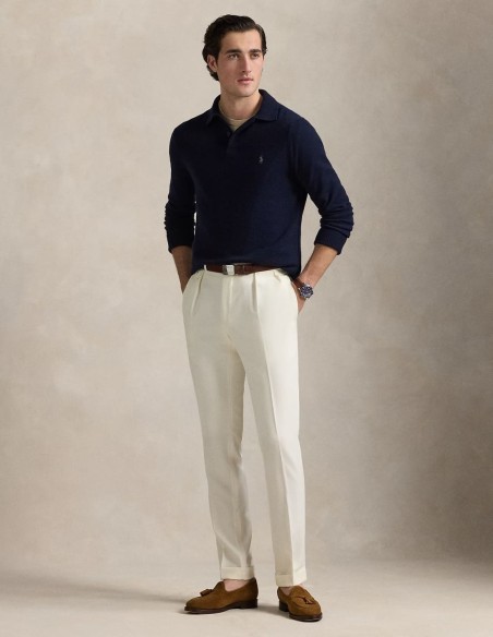 WOOL-COTTON POLO COLLAR JUMPER