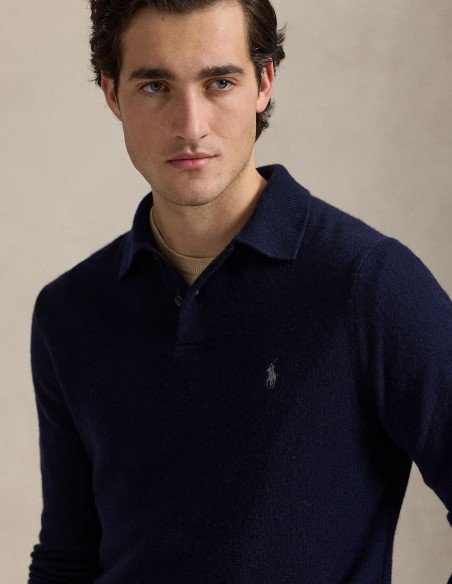 WOOL-COTTON POLO COLLAR JUMPER