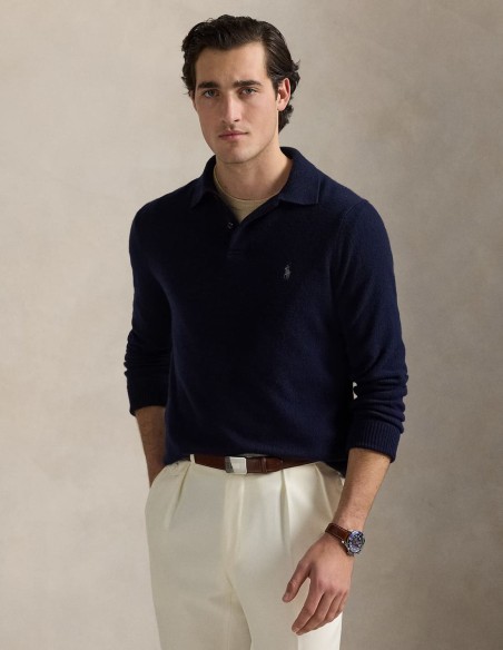 WOOL-COTTON POLO COLLAR JUMPER