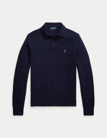 WOOL-COTTON POLO COLLAR JUMPER