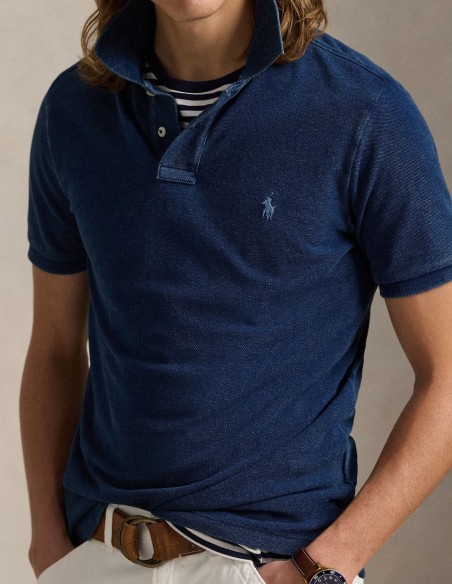 CUSTOM FIT INDIGO MESH POLO SHIRT