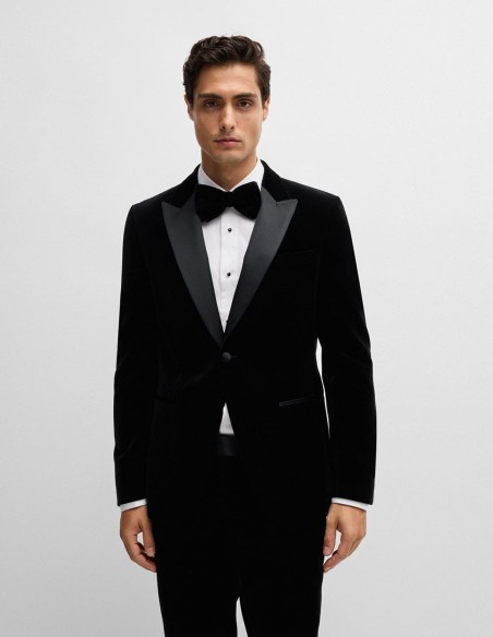 SLIM FIT TUXEDO JACKET IN PURE COTTON VELVET