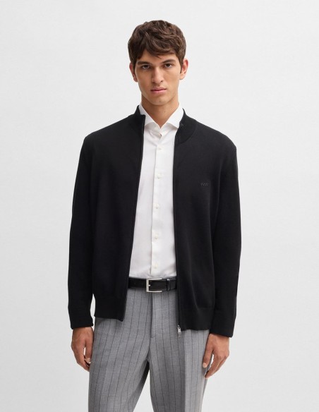 REGULAR FIT COTTON CARDIGAN WITH EMBROIDERED LOGO