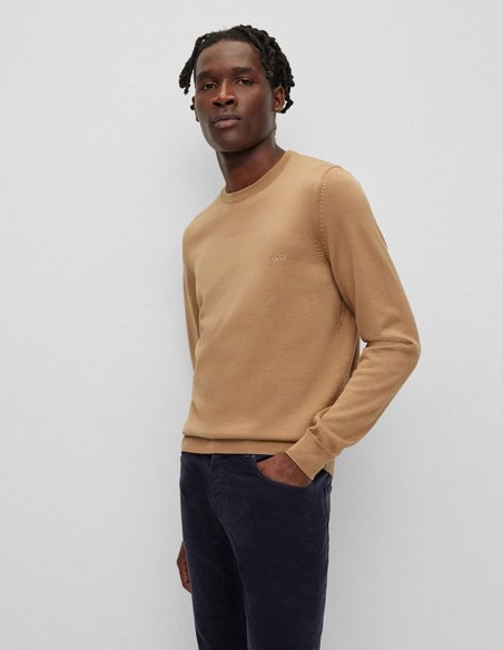 REGULAR FIT WOOL SWEATER WITH EMBROIDERED LOGO