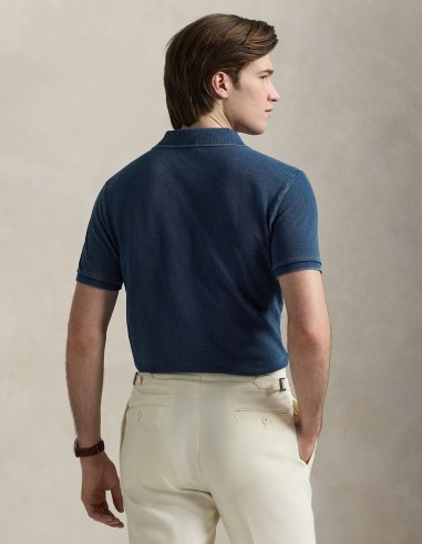 CUSTOM FIT INDIGO MESH POLO SHIRT