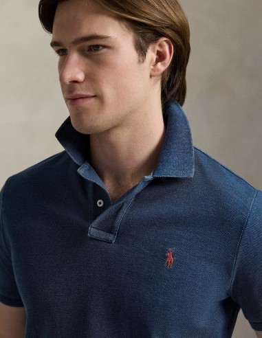 CUSTOM FIT INDIGO MESH POLO SHIRT