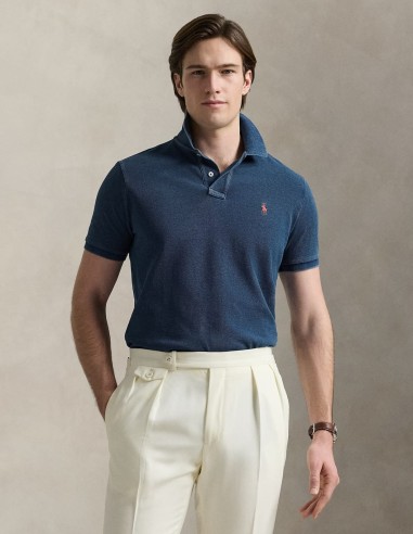 CUSTOM FIT INDIGO MESH POLO SHIRT