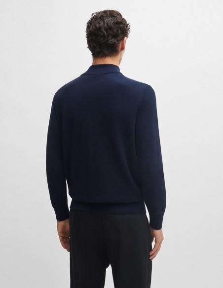 QUARTER-ZIP COTTON SWEATERWITH KNITTED STRUCTURED