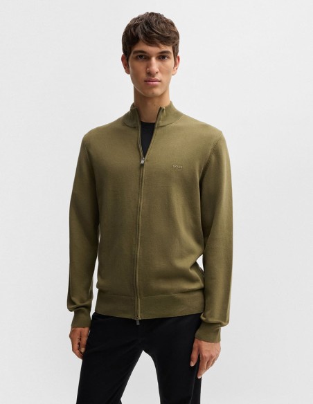 REGULAR FIT COTTON CARDIGAN WITH EMBROIDERED LOGO