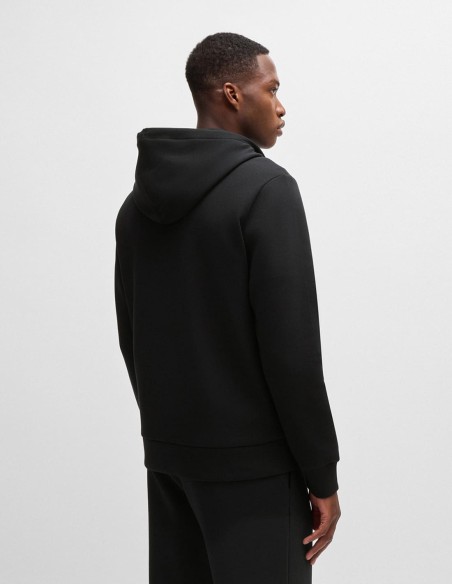STRETCH COTTON ZIP-UP HOODIE WITH LOGO PRINT
