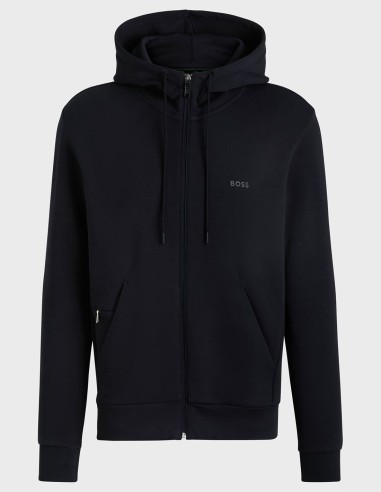 STRETCH COTTON ZIP-UP HOODIE WITH...