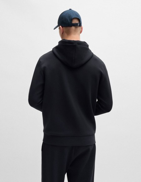 STRETCH COTTON ZIP-UP HOODIE WITH LOGO PRINT